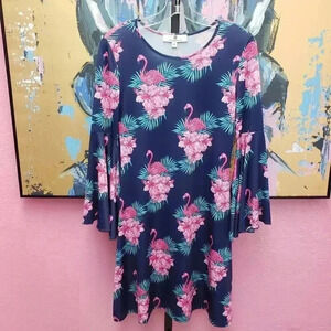 Jean-Pierre Klifa Flamingos Bell Sleeve Dress